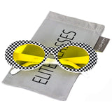 Elite NIRVANA Kurt Cobain Oval Bold Vintage Sunglasses For Women Men Eyewear - Checkered Frame Black Lens