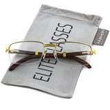 Elite WOOD Art Nouveau VINTAGE Semi Rimless Style Gangster RICH Frame EyeGlasses