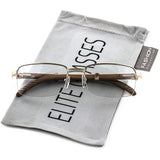 Elite WOOD Art Nouveau VINTAGE Semi Rimless Style Gangster RICH Frame EyeGlasses