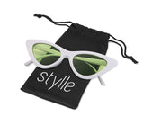Styllize Retro Vintage cat eye Men Women Sunglasses Plastic Frame, Pouch Included