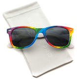 New Horn Rimmed Style Pride Rainbow Mirrored Lens Sunglasses