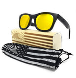 Patriot Shades Polarized Floating Large Frame Bamboo Wood American Flag Wayfarer Sunglasses | LOUDMOUTH PATRIOT