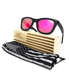 Patriot Shades Polarized Floating Large Frame Bamboo Wood American Flag Wayfarer Sunglasses | LOUDMOUTH PATRIOT