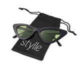 Styllize Retro Vintage cat eye Men Women Sunglasses Plastic Frame, Pouch Included