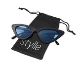 Styllize Retro Vintage cat eye Men Women Sunglasses Plastic Frame, Pouch Included