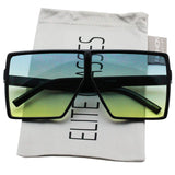 Oversized Exaggerated Flat Top Huge SHIELD Square Sunglasses Colorful Lenses Fashion Sunglasses