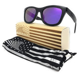 Patriot Shades Polarized Floating Large Frame Bamboo Wood American Flag Wayfarer Sunglasses | LOUDMOUTH PATRIOT