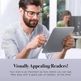 Reading Glasses 2 Pack  Men's and Women's Readers - Plastic Frames- 2 Pouches