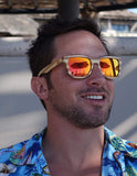 Polarized & Floating Wayfarer Style Two Tone Bamboo Wood Sunglasses |