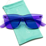 - Horn Rimmed Tinted Colorful Lens Rimless Sunglasses
