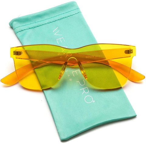 - Horn Rimmed Tinted Colorful Lens Rimless Sunglasses