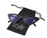 Styllize Retro Vintage cat eye Men Women Sunglasses Plastic Frame, Pouch Included