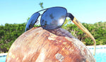 Aviator Wood Sunglasses Mirrored For Men Women Wooden Lightweight Bamboo Frame
