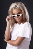 Small Retro Vintage Cat Eye Men Women Sunglasses Plastic Frame, Pouch Included