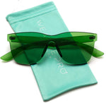 - Horn Rimmed Tinted Colorful Lens Rimless Sunglasses