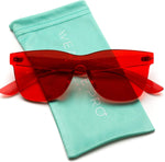 - Horn Rimmed Tinted Colorful Lens Rimless Sunglasses