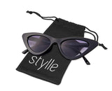 Styllize Retro Vintage cat eye Men Women Sunglasses Plastic Frame, Pouch Included