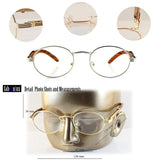 FBL Vintage Oval Clear Lens Metal & Wood Feel Eyeglasses A103