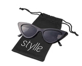 Styllize Retro Vintage cat eye Men Women Sunglasses Plastic Frame, Pouch Included