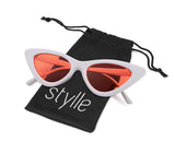Styllize Retro Vintage cat eye Men Women Sunglasses Plastic Frame, Pouch Included
